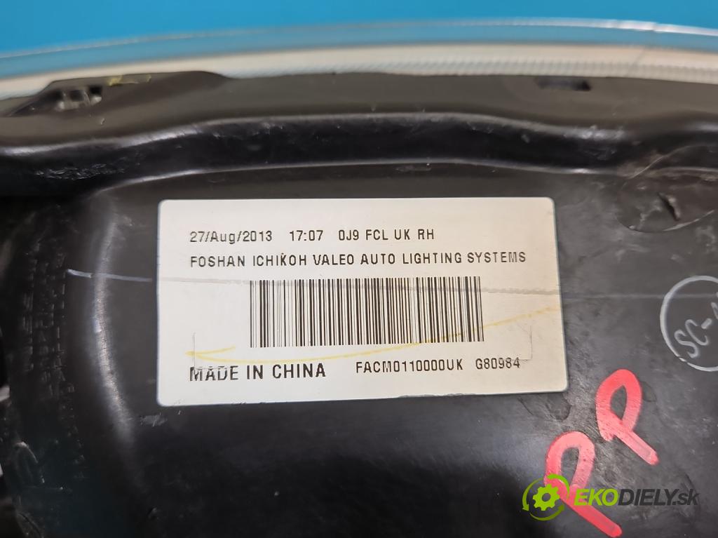 Nissan Juke I 2010-2019 1.5 dci K9K 110 HP manual 81 kW 1461 cm3 5- Reflektor: pravý FACM0110000UK (Svetlo predné pravé)