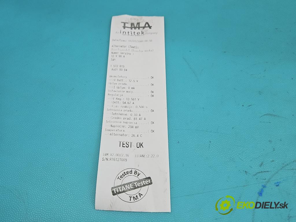 Audi 80 B4 1991-1994 1.9 tdi 90 HP manual 66 kW 1896 cm3 4- Alternator 0123340001 (Alternátor)