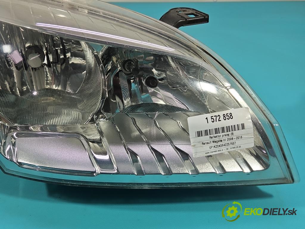 Renault Megane III 2008-2016 2.0 Tce 179KM manual 132 kW 1998 cm3 5- Reflektor: pravý 260100017R (Svetlo predné pravé)