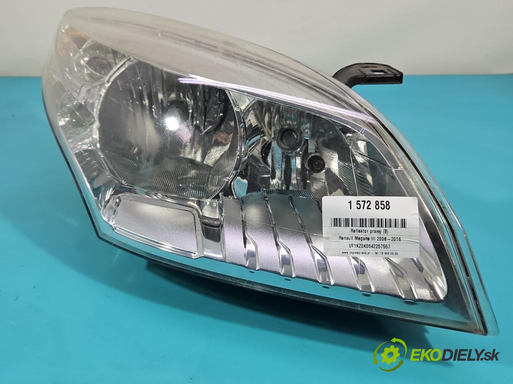 Renault Megane III 2008-2016 2.0 Tce 179KM manual 132 kW 1998 cm3 5- Reflektor: pravý 260100017R (Svetlo predné pravé)