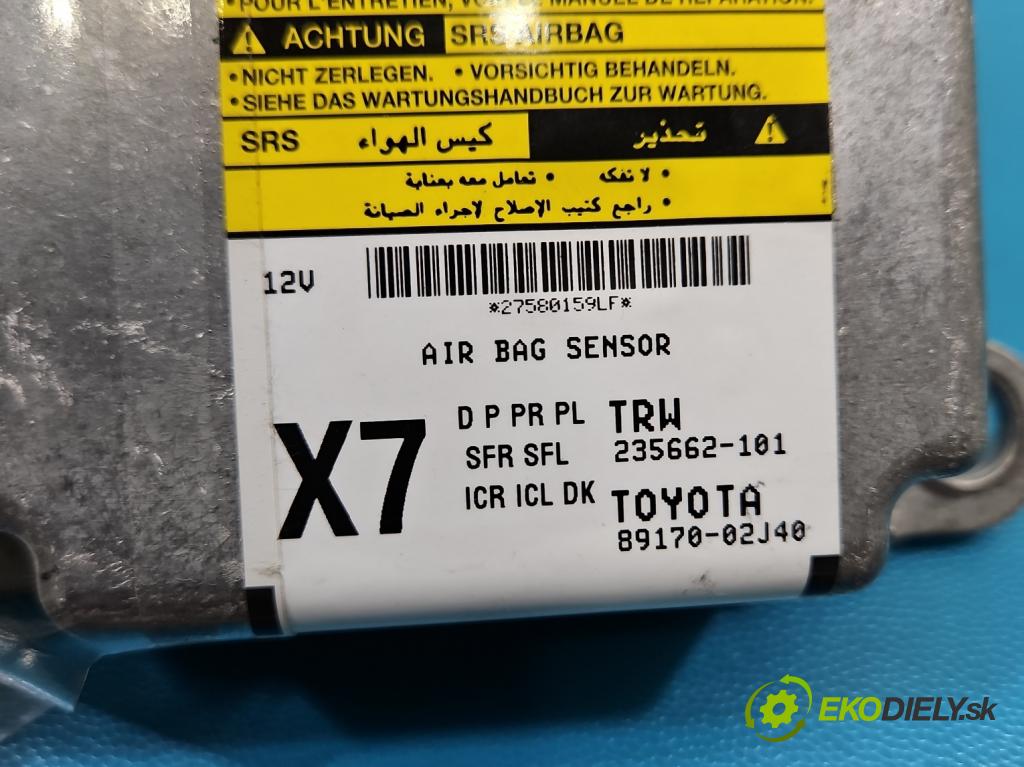 Toyota Auris II 2012-2018 1.6 16V 132  HP manual 97 kW 1598 cm3 5- riadiaca jednotka vankúše: 235662-101