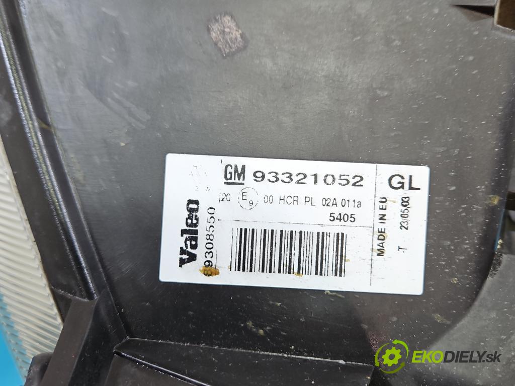 Opel Meriva A 2002-2010 1.6 16V 101 HP manual 74 kW 1598 cm3 5- Reflektor: ľavý 93321052 (Kľučka dverí ostatné)