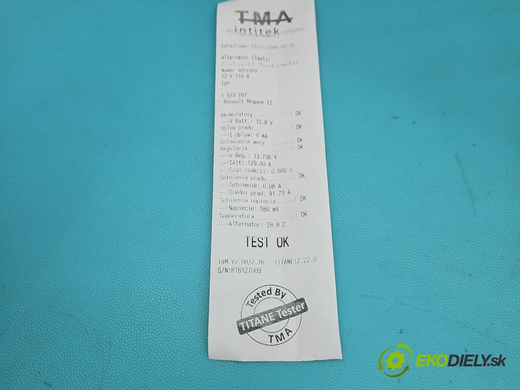 Renault Megane II 2003-2008 1.9 dci 120 HP manual 88 kW 1870 cm3 5- Alternator 8200290215 (Alternátor)