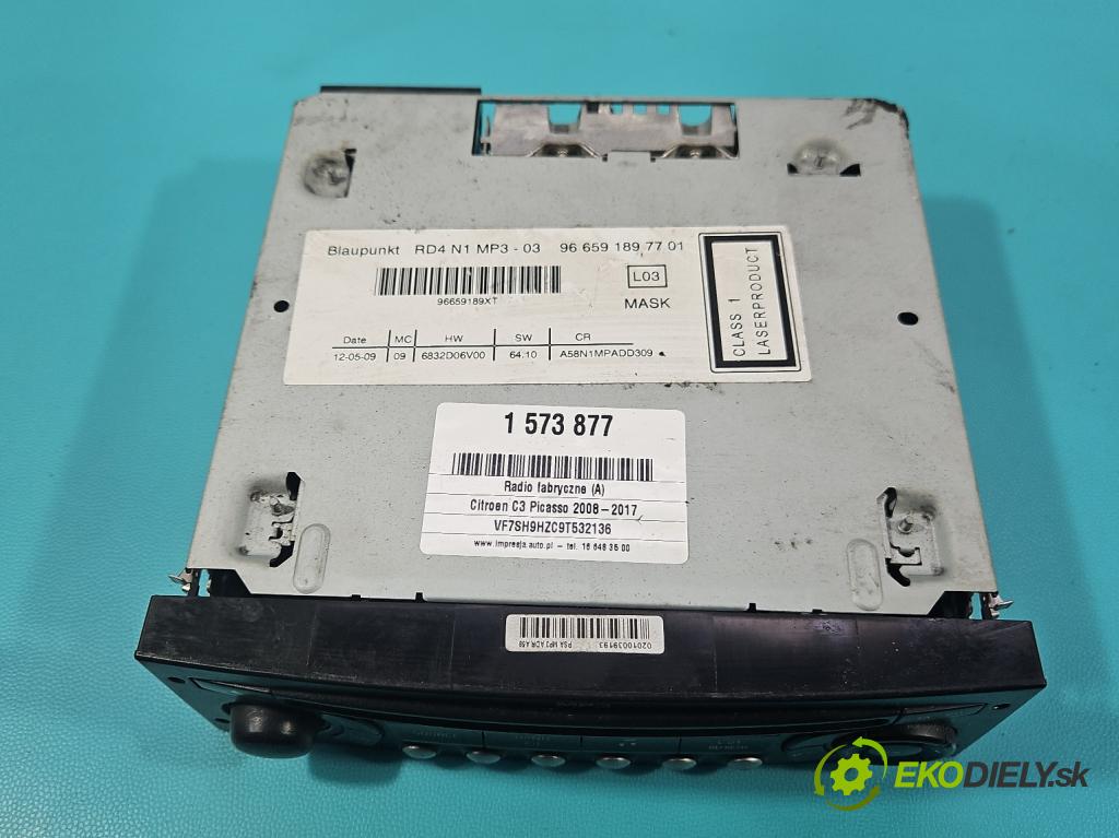 Citroen C3 Picasso 2008-2017 1.6 hdi 109 HP manual 80 kW 1560 cm3 5- Radio originál 96659189XT