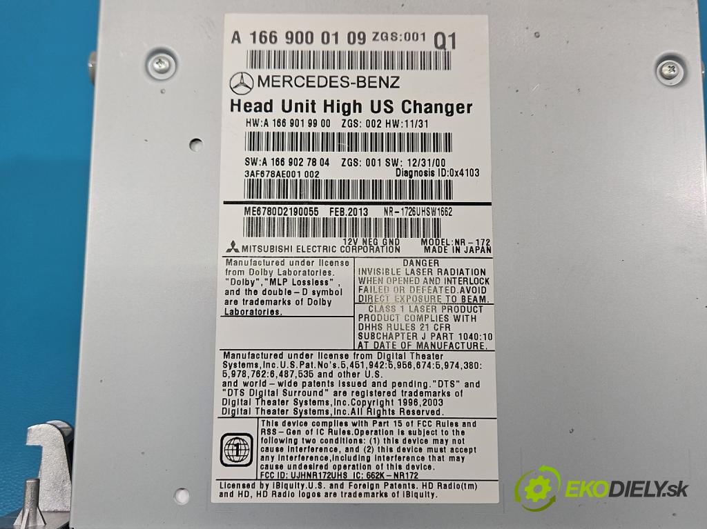 Mercedes GL II X166 2012-2015 4.7 V8 278928 340KM: automatic 250 kW 4663 cm3 5- Radio originál A1669000109