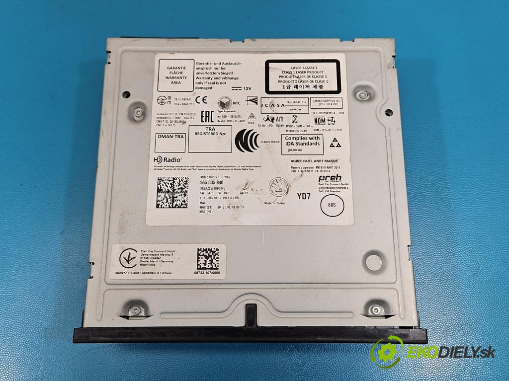 Skoda Octavia III 2013- 1.5 TSI 150 hp manual 110 kW 1498 cm3 5- Navigace: čtečka 565035840