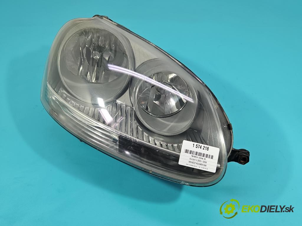 Vw Golf V 2003-2009 1.6 FSI 116 HP manual 85 kW 1598 cm3 5- Reflektor: pravý 1K6941006A (Svetlo predné pravé)