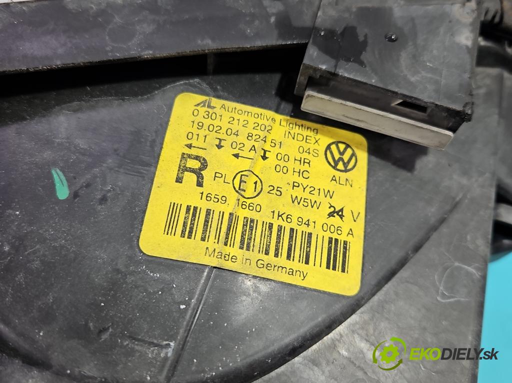 Vw Golf V 2003-2009 1.6 FSI 116 HP manual 85 kW 1598 cm3 5- Reflektor: pravý 1K6941006A (Svetlo predné pravé)