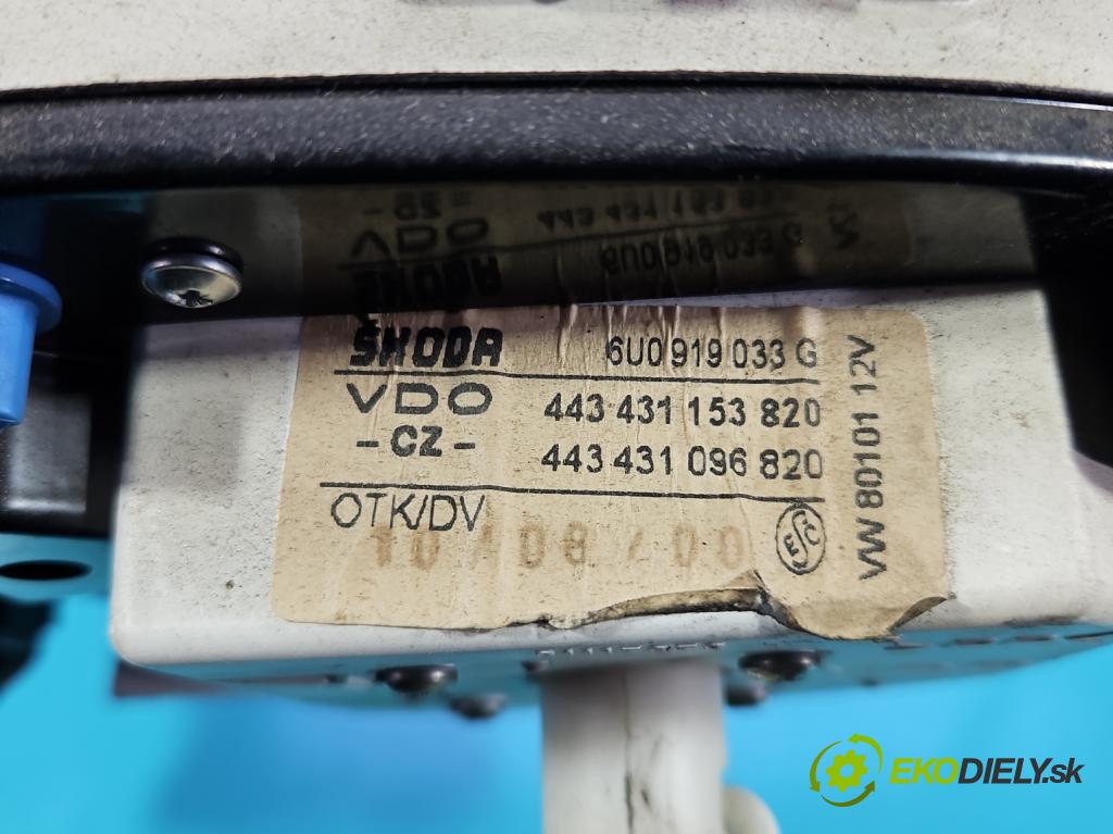 Skoda Felicia 1.3 mpi 68 HP manual 50 kW 1289 cm3 5- prístrojovka/ budíky 6U0919033G (Prístrojová doska)