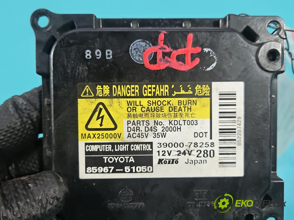 Toyota Avensis III T27 2009-2018 2.2 D4D 150 hp manual 110 kW 2231 cm3 5- měnič xenon 85967-51050 (Řídící jednotka xenonu)