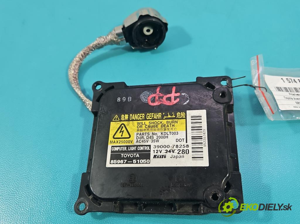 Toyota Avensis III T27 2009-2018 2.2 D4D 150 HP manual 110 kW 2231 cm3 5- střídač: xenon 85967-51050 (Riadiaca jednotka xenónu)