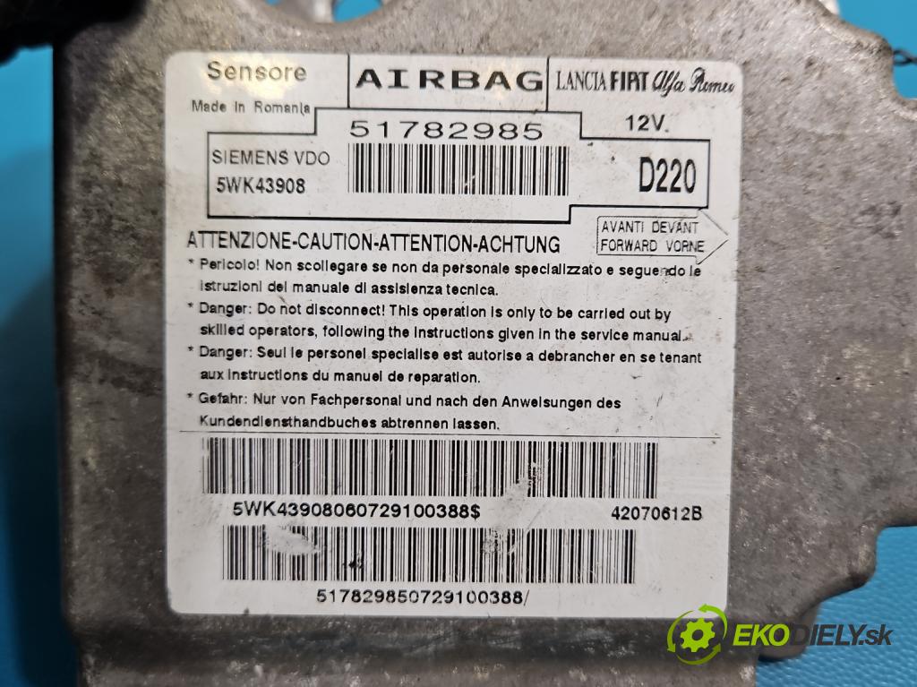 Fiat 500 2007-2020 1.3 jtd 75 HP manual 55 kW 1248 cm3 3- riadiaca jednotka vankúše: 51782985