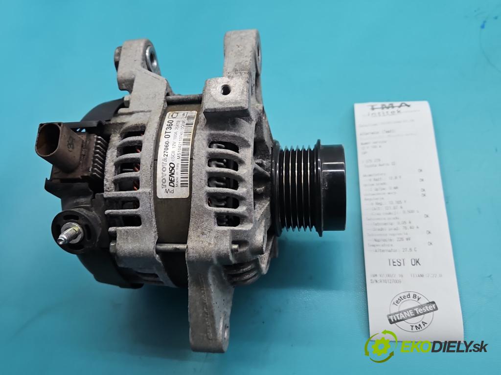 Toyota Auris II 2012-2018 1.6 16V 132  HP manual 97 kW 1598 cm3 5- Alternator 27060-0T360 (Alternátor)