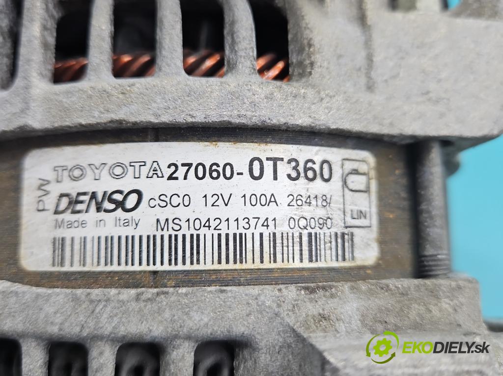 Toyota Auris II 2012-2018 1.6 16V 132  HP manual 97 kW 1598 cm3 5- Alternator 27060-0T360 (Alternátor)