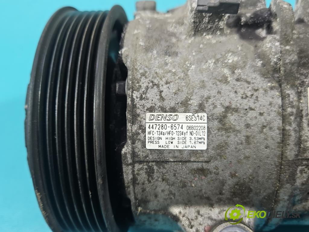 Toyota Auris II 2012-2018 1.6 16V 132  HP manual 97 kW 1598 cm3 5- Kompresor: klimatizácie 447280-6574 (Kompresor klimatizácie)