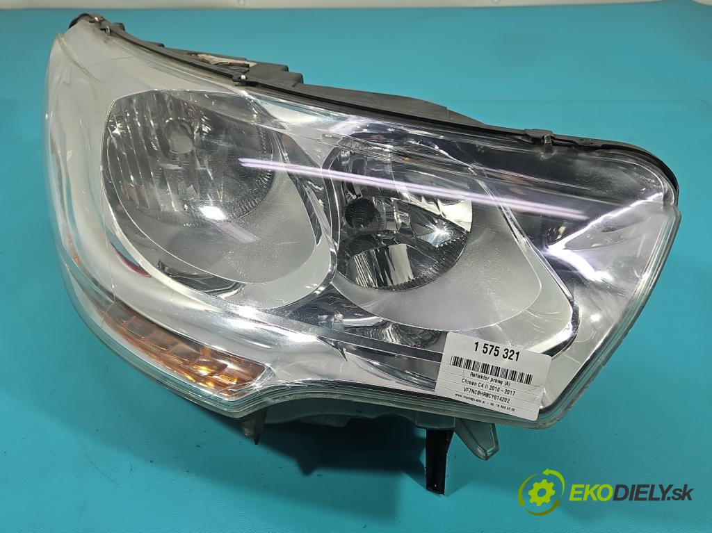 Citroen C4 II 2010-2017 1.6 hdi 111KM manual 82 kW 1560 cm3 5- Reflektor: pravý 9687304480-04 (Svetlo predné pravé)