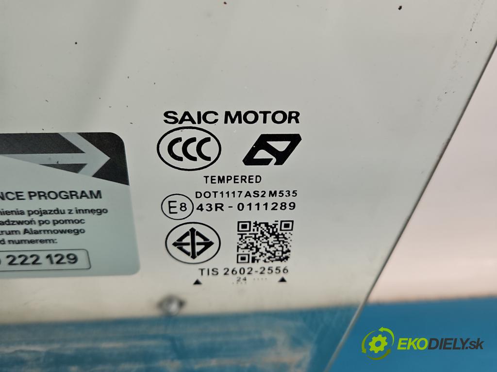 MG MG3  24- 1.5 16V 116 hp manual 85 kW 1495 cm3 5- sklo dveře přední levé