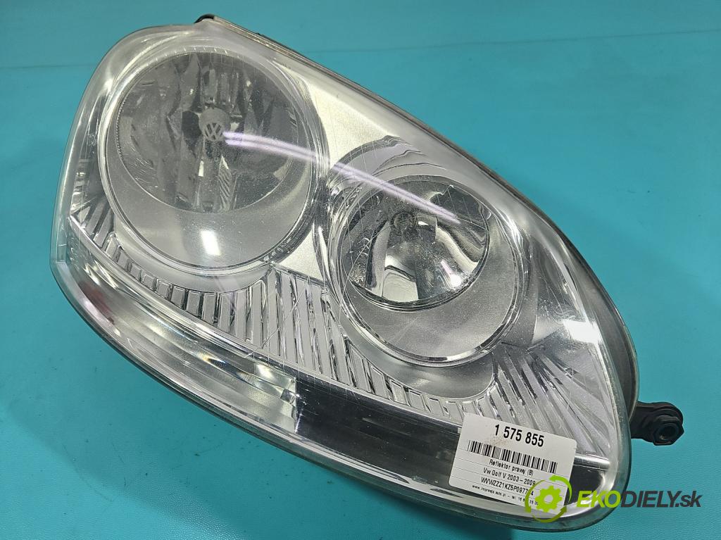 Vw Golf V 2003-2009 1.9 tdi 105 HP manual 77 kW 1896 cm3 5- Reflektor: pravý  (Svetlo predné pravé)