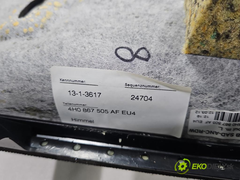 Audi A8 D4 2009-2017 sedan / střešní okno / verze krátký: