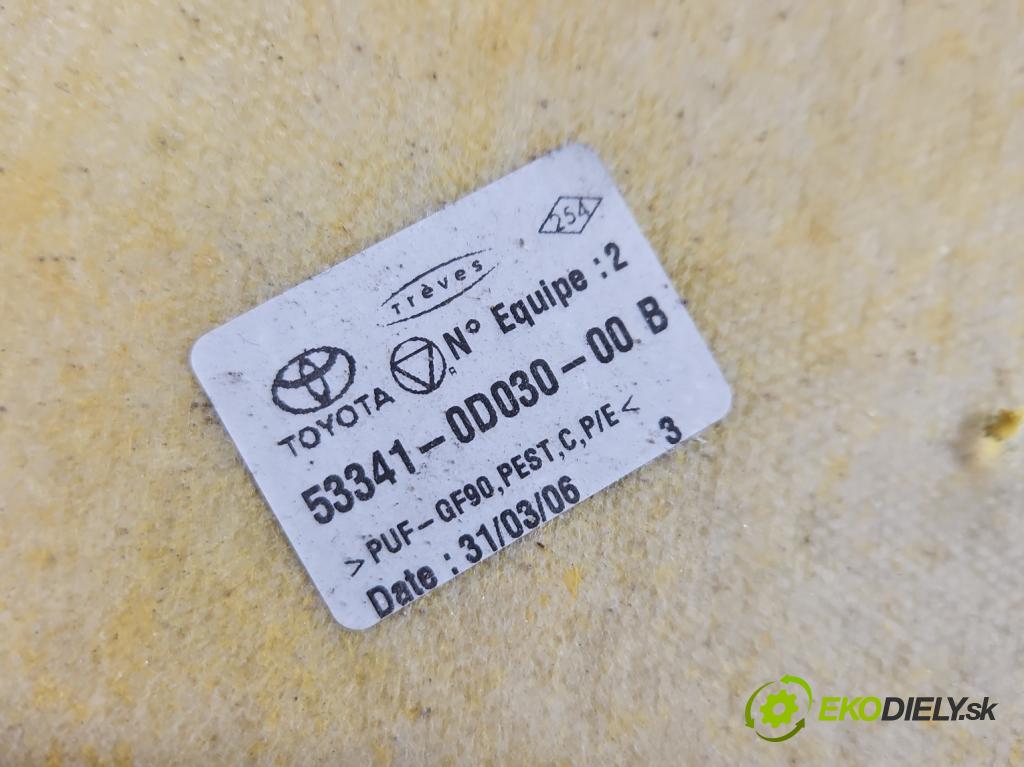 Toyota Yaris II 2005-2011 1.0 vvti 69KM manual 51 kW 998 cm3 5- Zvuková izolácia kapoty 53341-0D030-00