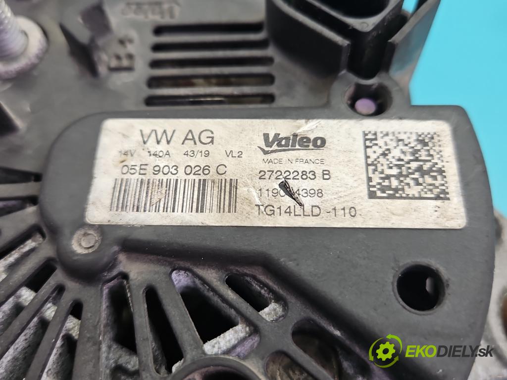 Skoda Octavia III 2013- 1.5 TSI 150 HP manual 110 kW 1498 cm3 5- Alternator 05E903026C (Alternátor)