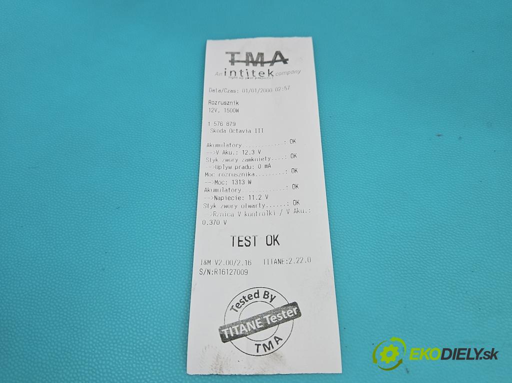 Skoda Octavia III 2013- 1.5 TSI 150 hp manual 110 kW 1498 cm3 5- startér: 02M911024J (Startér)