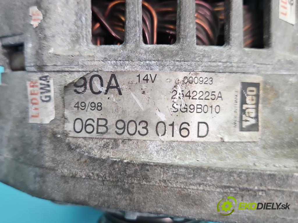 Vw Passat B5 1995-2005 1.6 8V 102 HP manual 75 kW 1595 cm3 5- Alternator 06B903016D (Alternátor)