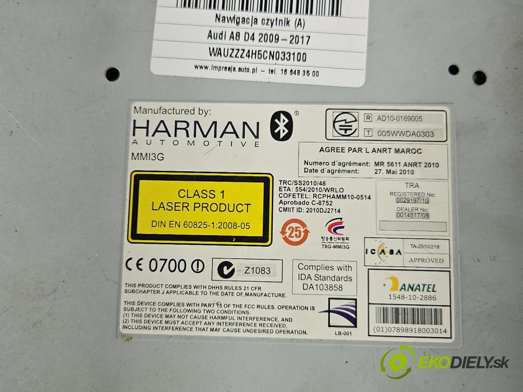 Audi A8 D4 2009-2017 2.0 TFSI 211KM automatic 155 kW 1984 cm3 4- Navigace: čtečka 4H0035670M