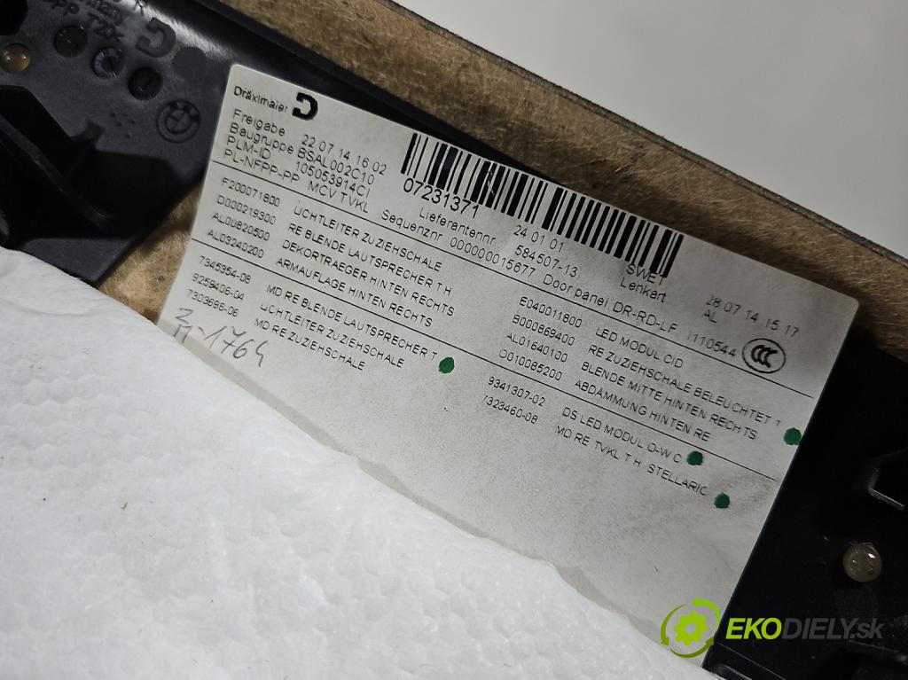 Bmw i3 2013–2022 0.0 elektrický: 170 hp automatic 125 kW 1 cm3 5- Tapacír: dveře zadní pravé 7345354