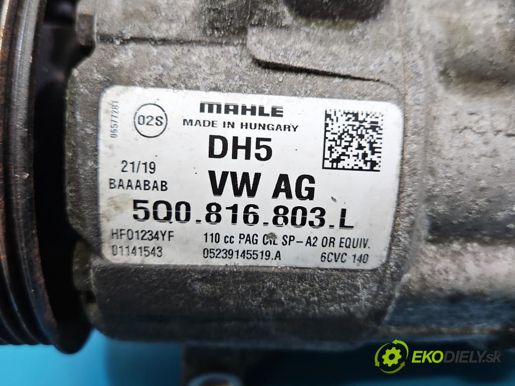 Skoda Fabia III 2014- 2021 1.0 TSI 95 HP manual 70 kW 999 cm3 5- Kompresor: klimatizácie 5Q0816803L (Kompresor klimatizácie)