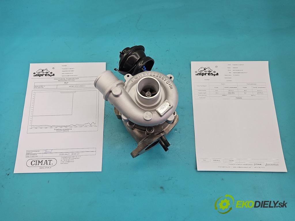 Toyota Rav4 II 2000-2005 2.0 D4D 1CD 133 HP manual 98 kW 1995 cm3 5- turbodúchadlo, turbo repasovaná 721164-10