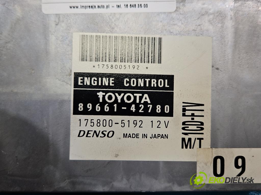 Toyota Rav4 II 2000-2005 2.0 D4D 1CD 133 HP manual 98 kW 1995 cm3 5- riadiaca jednotka motora 89661-42780