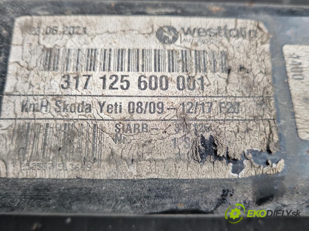 Skoda Yeti 2009-2017 2.0 tdi 110 HP manual 81 kW 1968 cm3 5- Hák: vlečení: 317125600001 (Ťažné zariadenie)