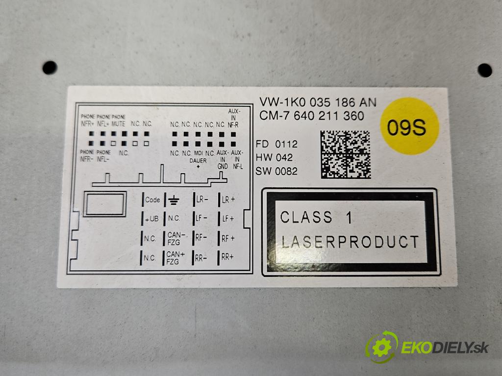 Vw Touran I 2003-2015 2.0 tdi 140 HP manual 103 kW 1968 cm3 5- Radio originál 1K0035186AN