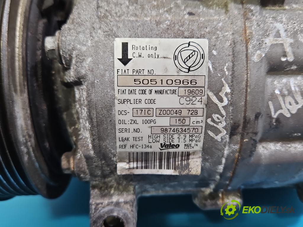 Alfa romeo 159 1.9 jtd 150 HP manual 110 kW 1910 cm3 4- Kompresor: klimatizácie 50510966 (Kompresor klimatizácie)