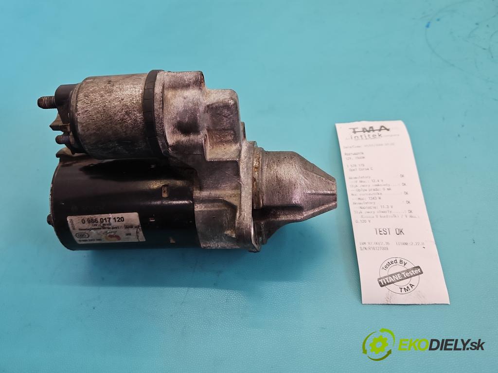 Opel Corsa C 2000-2006 1.2 16V 75 hp manual 55 kW 1199 cm3 3- startér: 0986017120 (Startér)