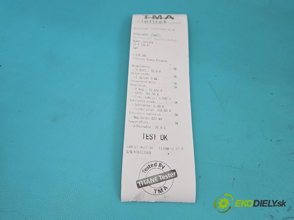 Citroen Xsara Picasso 2.0 hdi 110 HP manual 81 kW 1997 cm3 5- Alternator 9665617780 (Alternátor)