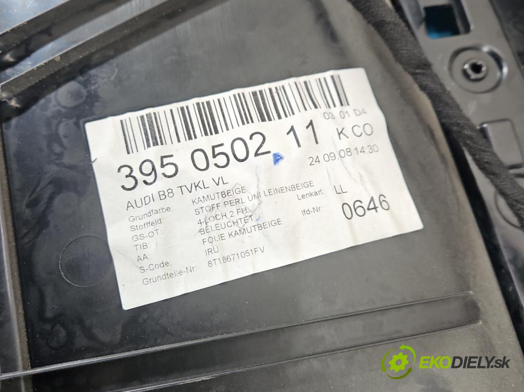 Audi A5 8T 2007-2016 1.8 TFSI 170 HP manual 125 kW 1798 cm3 2- Čalounictví: dvere predné ľavé 8T1867105