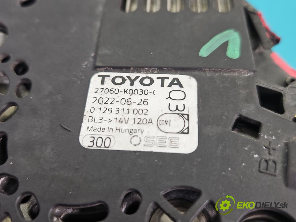 Toyota Corolla E21 2019- 1.5 12V 125 HP automatic 92 kW 1490 cm3 4- Alternator 27060-K0030-C (Alternátor)