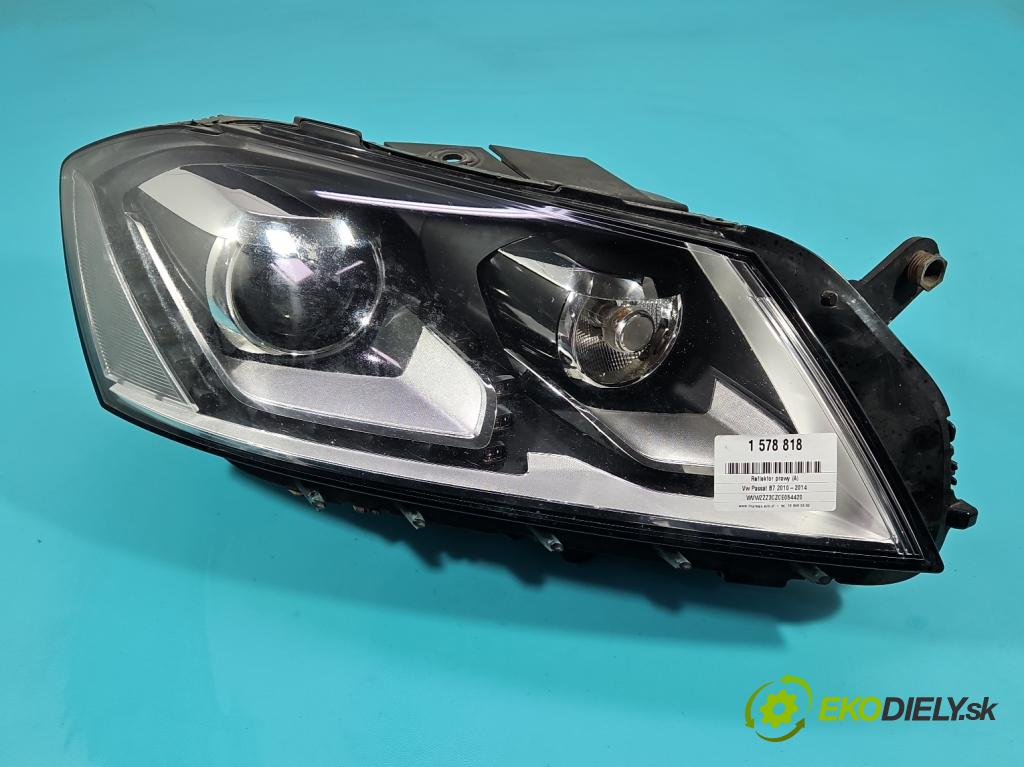 Vw Passat B7 2010-2014 2.0 tdi 140 HP manual 103 kW 1968 cm3 5- Reflektor: pravý 3AB941752 (Svetlo predné pravé)