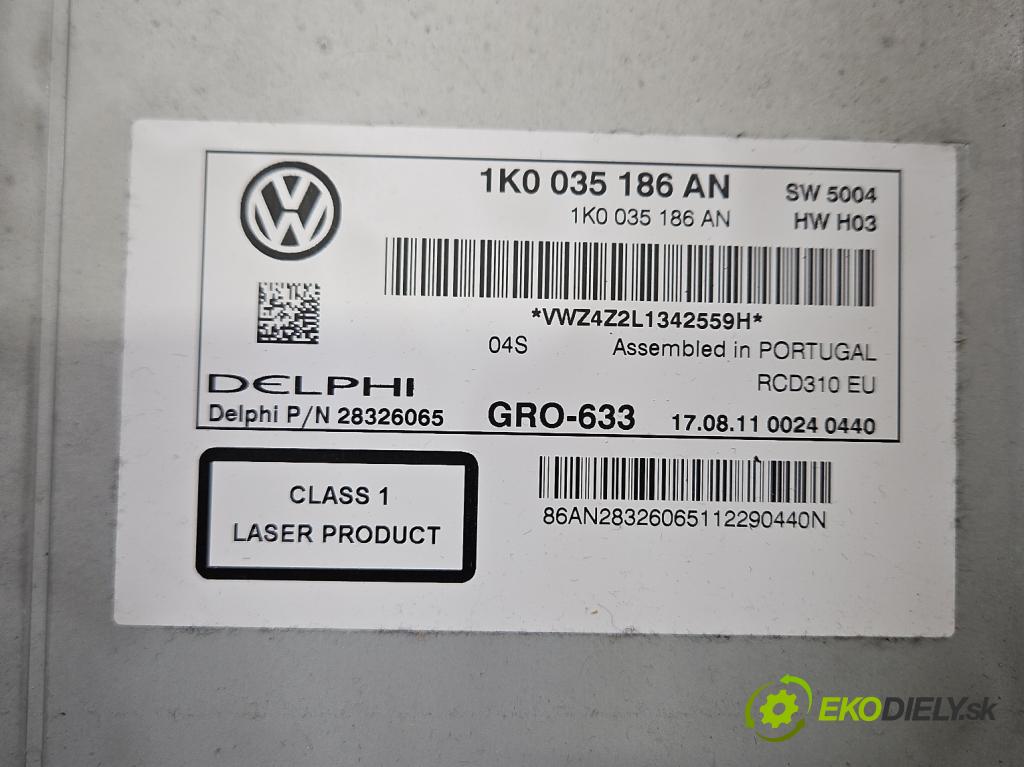 Vw Passat B7 2010-2014 2.0 tdi 140 HP manual 103 kW 1968 cm3 5- Radio originál 1K0035186AN