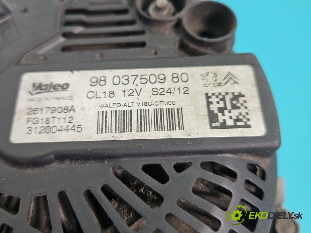 Citroen Berlingo II 2008-2018 1.6 hdi 75 HP manual 55 kW 1560 cm3 5- Alternator 9803750980 (Alternátor)
