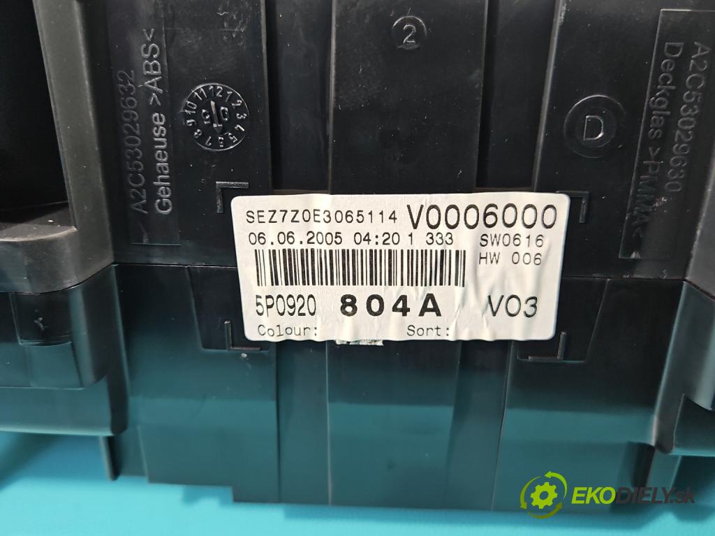 Seat Toledo III 2004-2009 1.6 SR 102 HP manual 75 kW 1595 cm3 5- prístrojovka/ budíky 5P0920804A (Prístrojová doska)