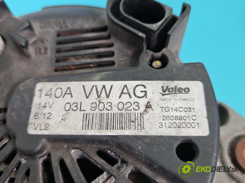 Vw Touran I 2003-2015 2.0 tdi 140 HP manual 103 kW 1968 cm3 5- Alternator 03L903023A (Alternátor)