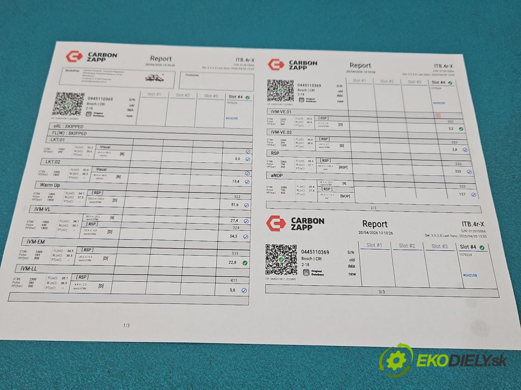 Vw Touran I 2003-2015 2.0 tdi 140 HP manual 103 kW 1968 cm3 5- vstrek 0445110369 (Vstrekovač paliva)