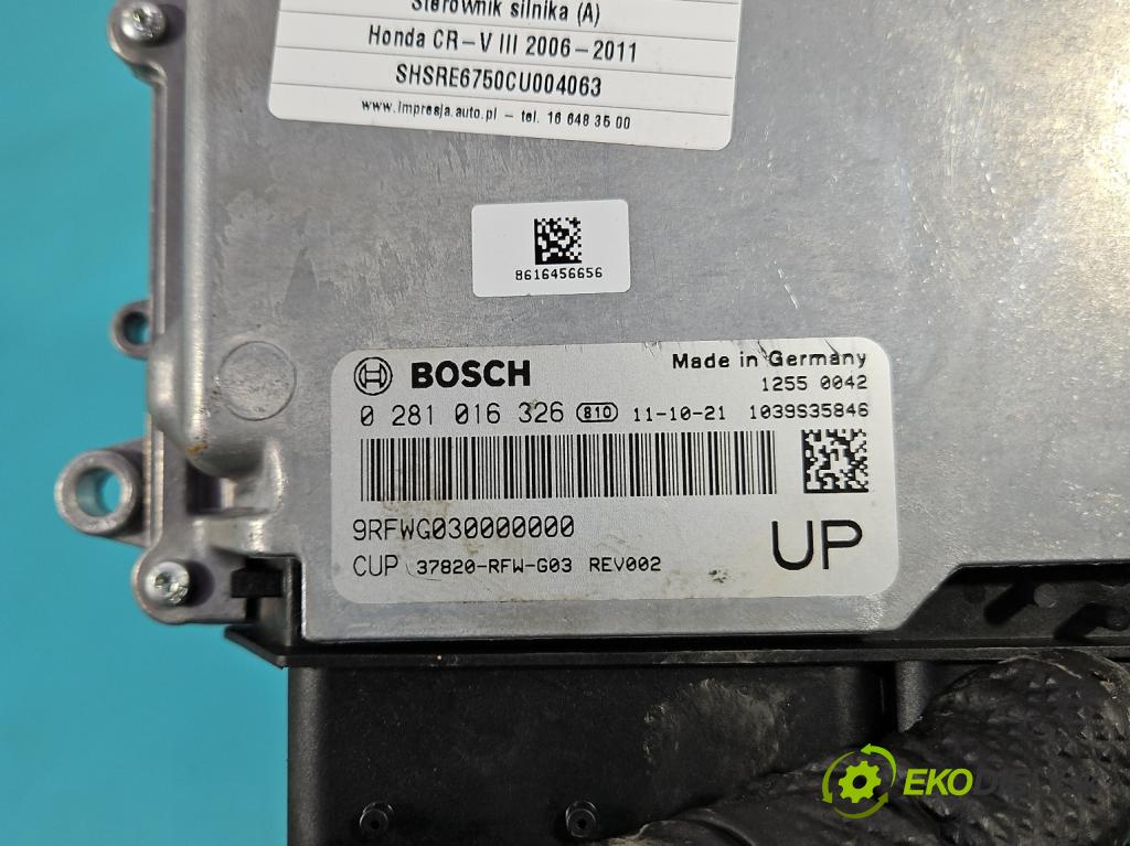 Honda CR-V III 2006-2011 2.2 i-CTDi 150 HP manual 110 kW 2199 cm3 5- riadiaca jednotka motora 0281016326