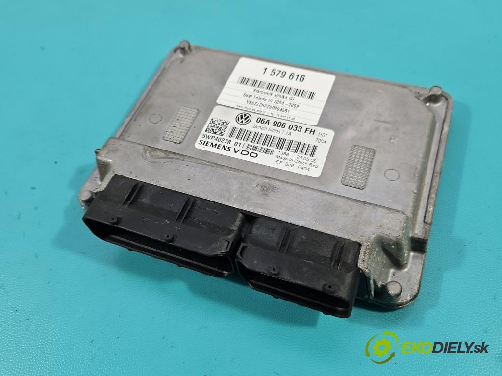 Seat Toledo III 2004-2009 1.6 SR 102 hp manual 75 kW 1595 cm3 5- řídící jednotka motoru 06A906033FH