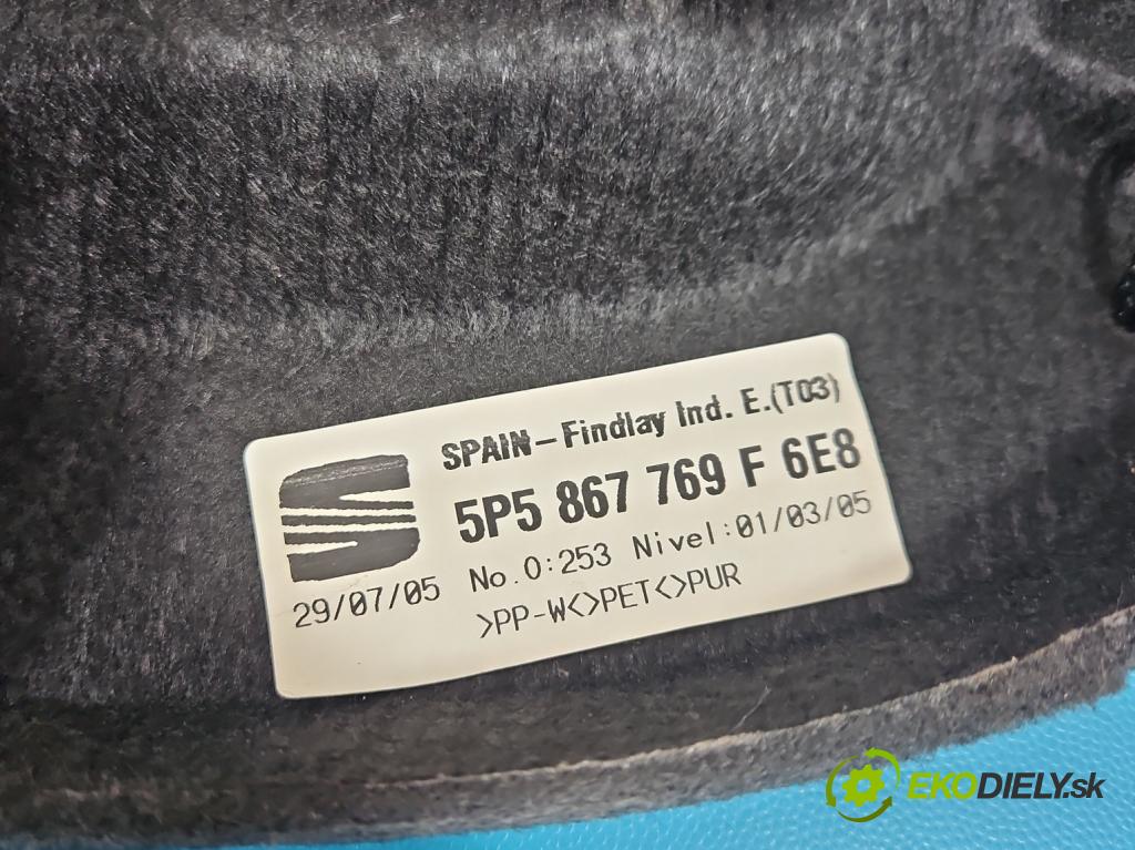 Seat Toledo III 2004-2009 1.6 SR 102 HP manual 75 kW 1595 cm3 5- zadná 5P5867769F (Pláto kufra)