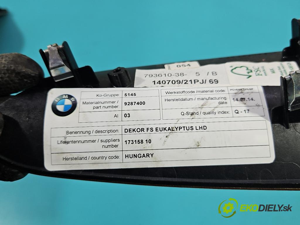 Bmw i3 2013-2022 0.0 elektrický: 170 HP automatic 125 kW 1 cm3 5- lišta ozdobná vnitŕní: 9287400