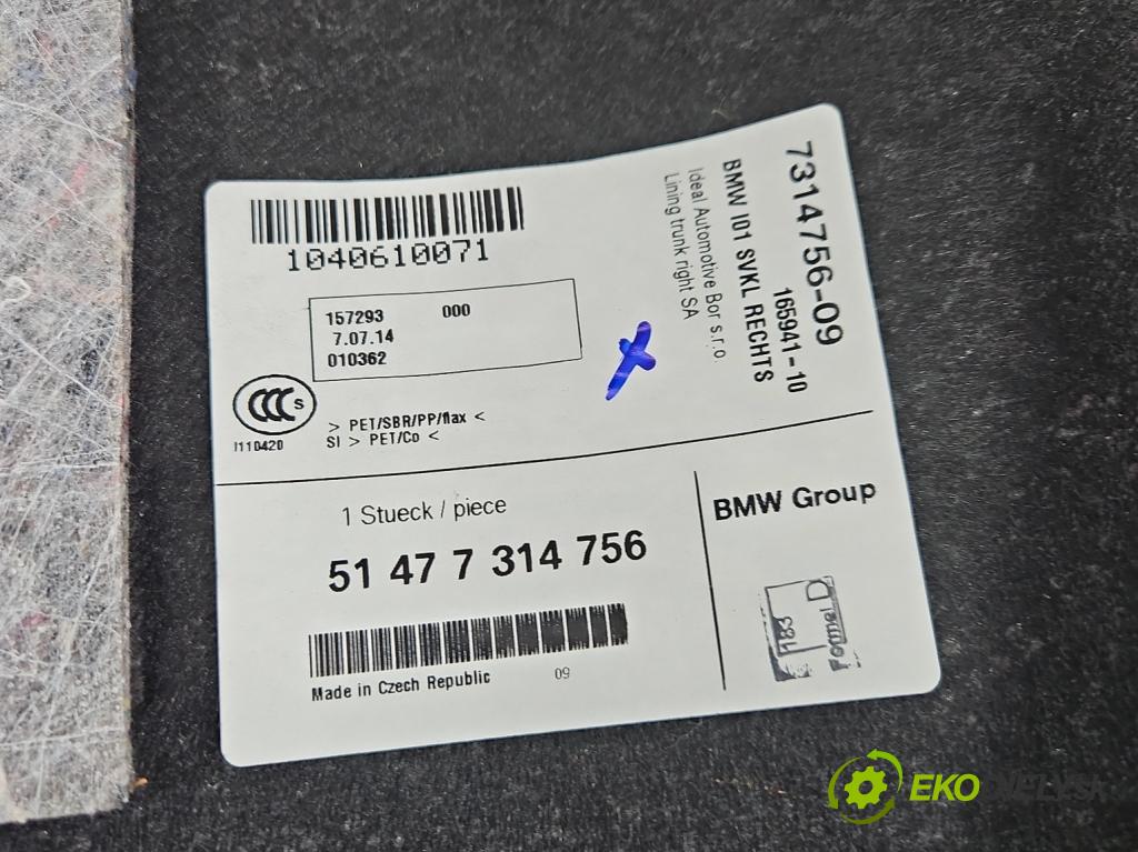 Bmw i3 2013–2022 0.0 elektrický: 170 hp automatic 125 kW 1 cm3 5- Tapacír: kufra: pravé 7314756